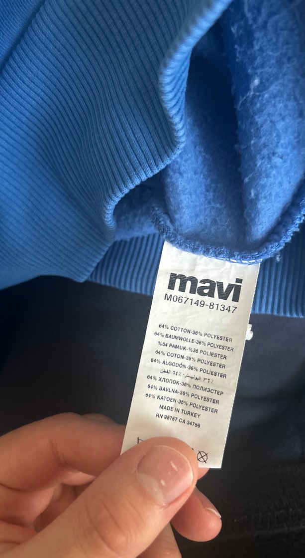 Mavi Kapüşonlu Erkek Sweatshirt - Görsel 5