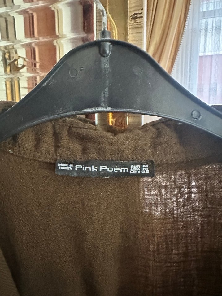 Düğmeli Kahverengi Nakışlı Kadın Gömlek - Görsel 3