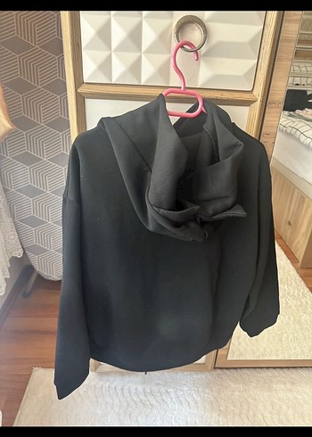 Siyah Kadın Kapüşonlu Sweatshirt takım - Görsel 2