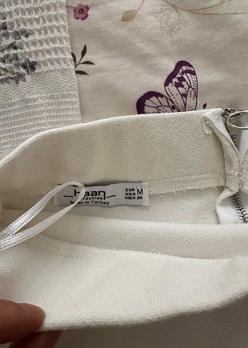 Beyaz Fermuarlı Mini Etek - Görsel 3