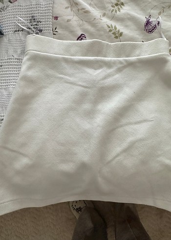 Beyaz Fermuarlı Mini Etek - Görsel 2