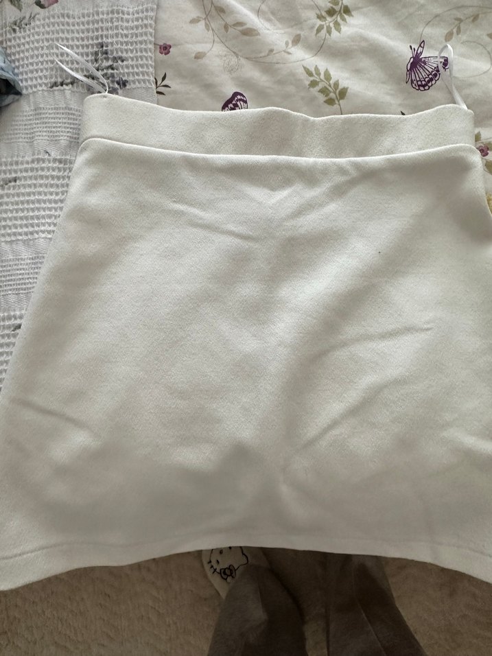 Beyaz Fermuarlı Mini Etek - Görsel 2