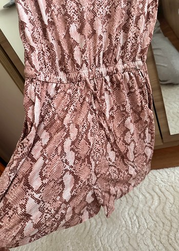 Kadın Kahverengi Yılan Desenli Dantel Detaylı Tulum - Görsel 3