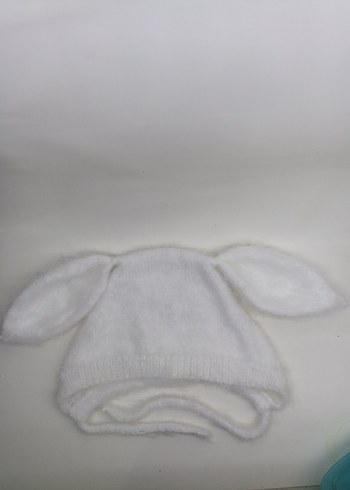 Beyaz Pamuk Bebek Uyku Şapkası - Görsel 2