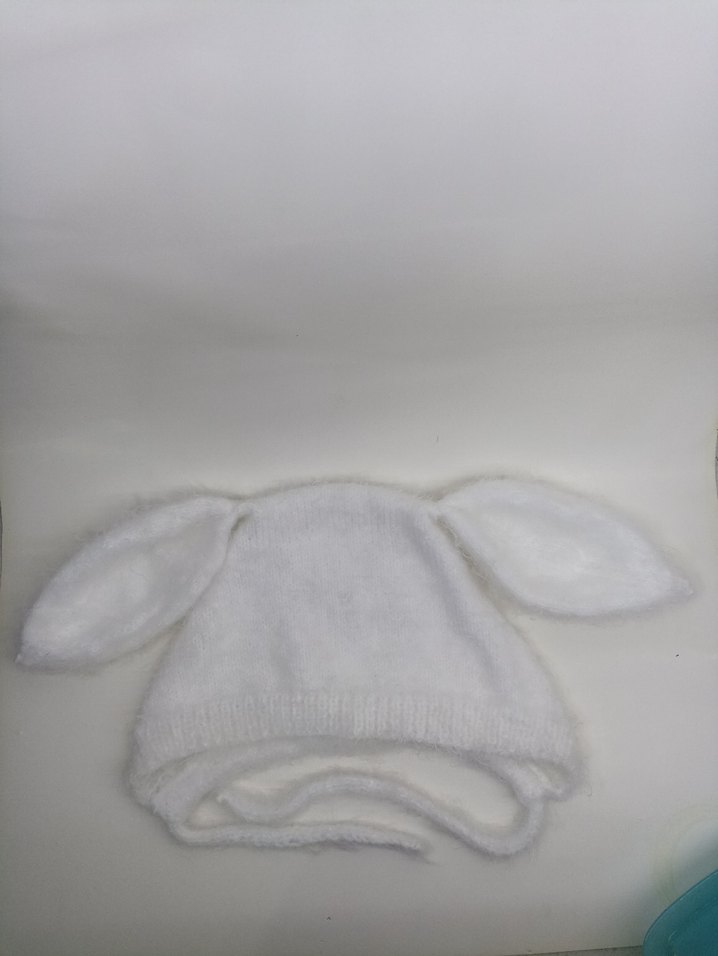 Beyaz Pamuk Bebek Uyku Şapkası - Görsel 2