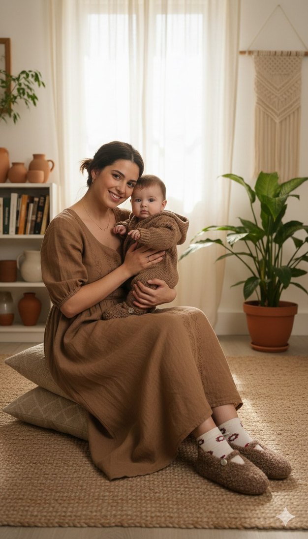 Anne bebek kombin pofuduk patik  - Görsel 2