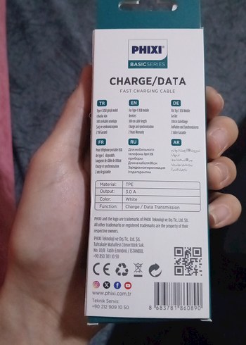 PHIXI Beyaz Type-C Hızlı Şarj Kablosu - Görsel 2