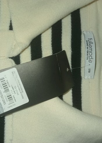 Zebra Desenli Kısa Kollu Triko Kadın Süveter - Görsel 3