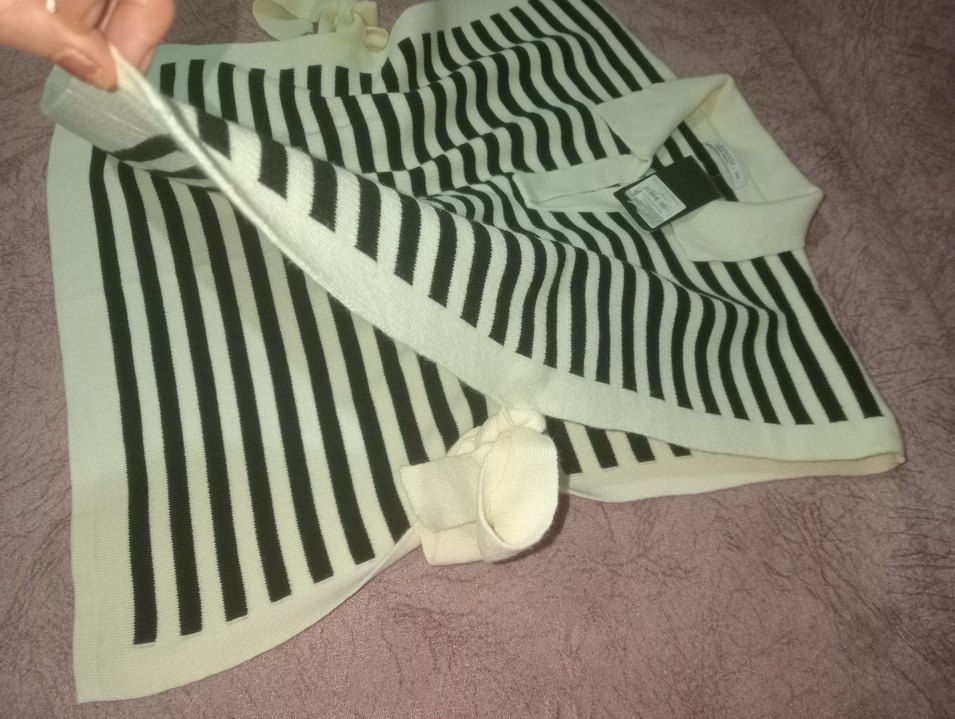 Zebra Desenli Kısa Kollu Triko Kadın Süveter - Görsel 2