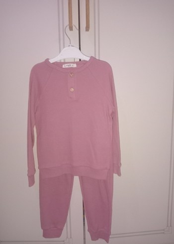 Pembe Bebek Kız Takımı Uzun Kollu Düğmeli - Görsel 3