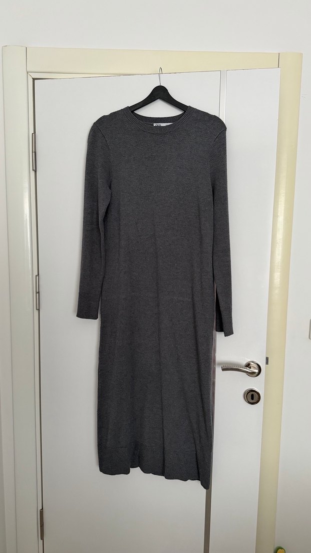 Gri Triko Elbise - Görsel 2