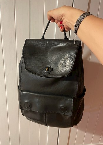 Gön El Yapımı Gerçek Deri Siyah Sırt Çantası - Görsel 2