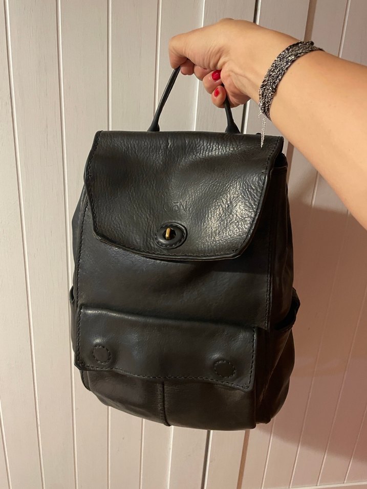 Gön El Yapımı Gerçek Deri Siyah Sırt Çantası - Görsel 2