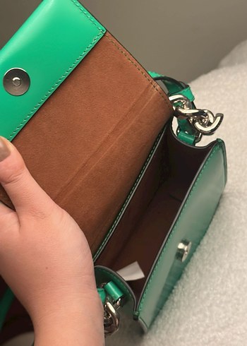 Academia Gerçek Deri  Zincir Detaylı Yeşil Çanta - Görsel 4