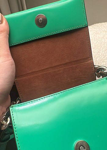 Academia Gerçek Deri  Zincir Detaylı Yeşil Çanta - Görsel 5