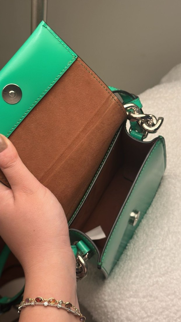 Academia Gerçek Deri  Zincir Detaylı Yeşil Çanta - Görsel 4