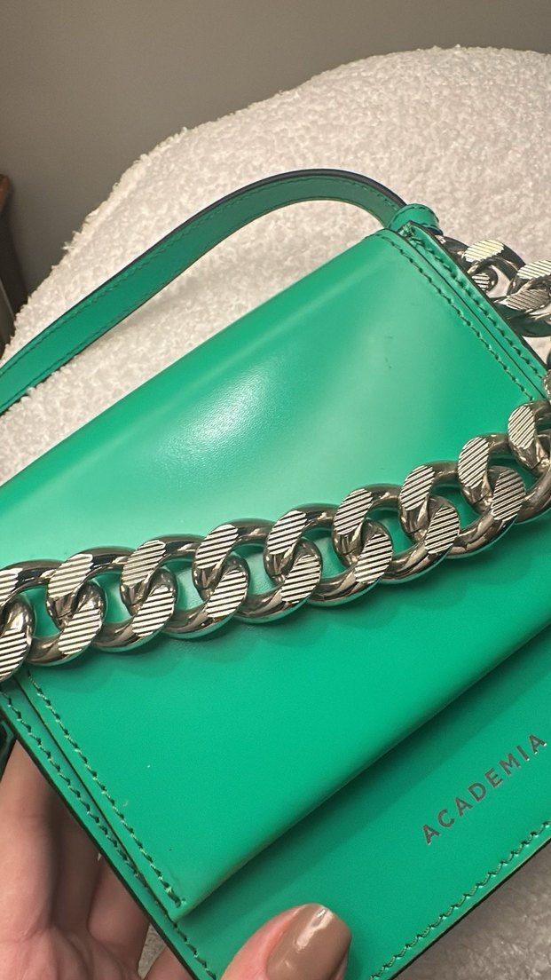 Academia Gerçek Deri  Zincir Detaylı Yeşil Çanta - Görsel 2