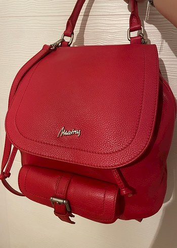 Matraş Gerçek Deri Kırımızı Sırt Çantası - Görsel 4
