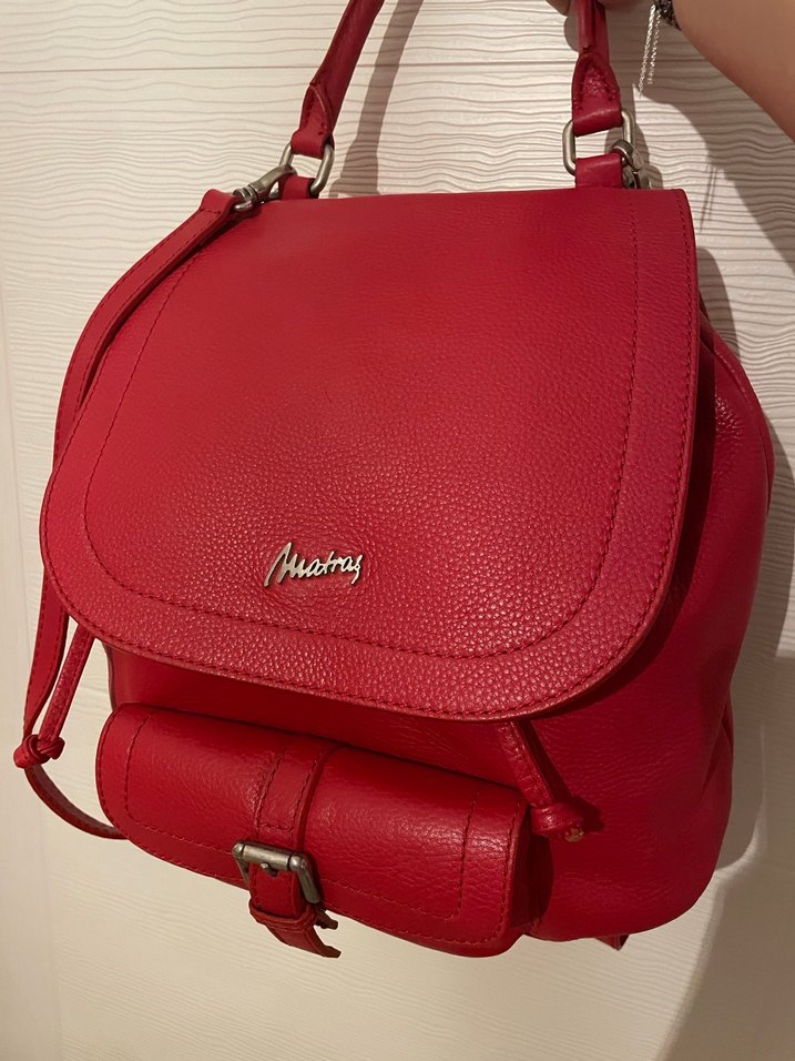 Matraş Gerçek Deri Kırımızı Sırt Çantası - Görsel 4