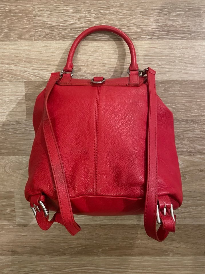 Matraş Gerçek Deri Kırımızı Sırt Çantası - Görsel 2