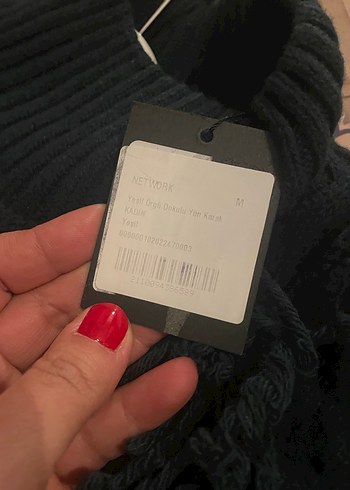 Network Koyu Yeşil Örgü Dokulu Yün Kazak - Görsel 8