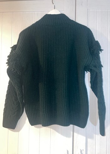 Network Koyu Yeşil Örgü Dokulu Yün Kazak - Görsel 6