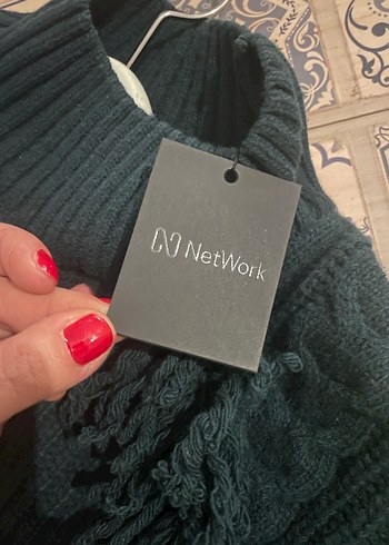 Network Koyu Yeşil Örgü Dokulu Yün Kazak - Görsel 7