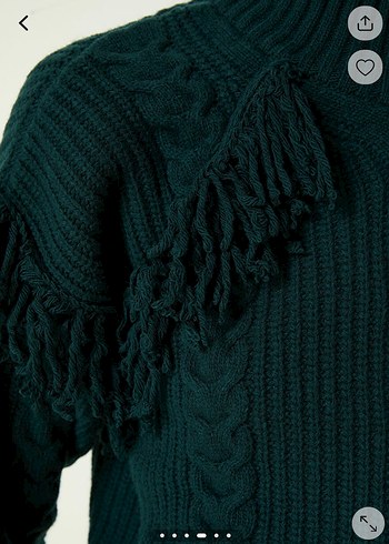 Network Koyu Yeşil Örgü Dokulu Yün Kazak - Görsel 4