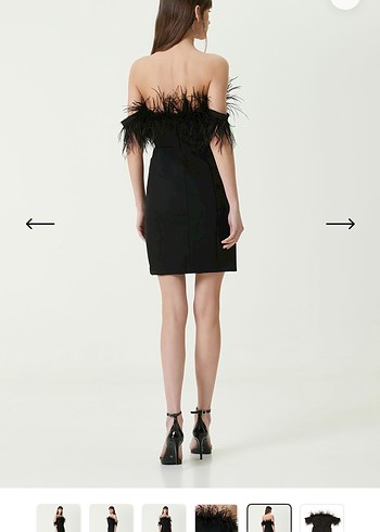 Academia Siyah Tüylü Mini Abiye Elbise - Görsel 5