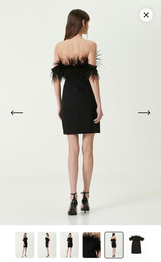 Academia Siyah Tüylü Mini Abiye Elbise - Görsel 5