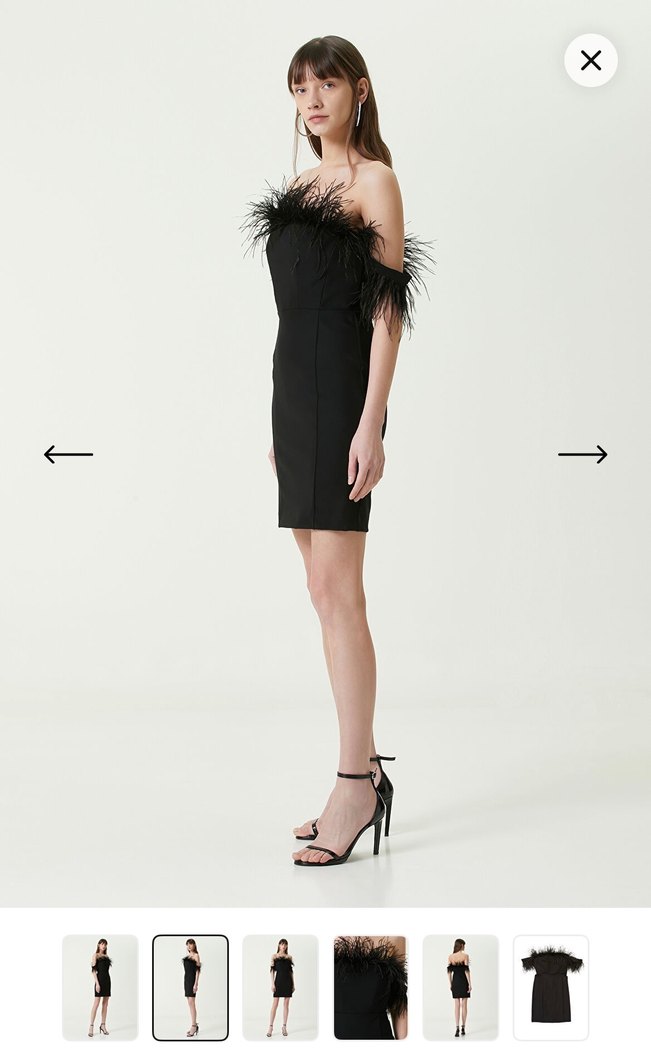 Academia Siyah Tüylü Mini Abiye Elbise - Görsel 2