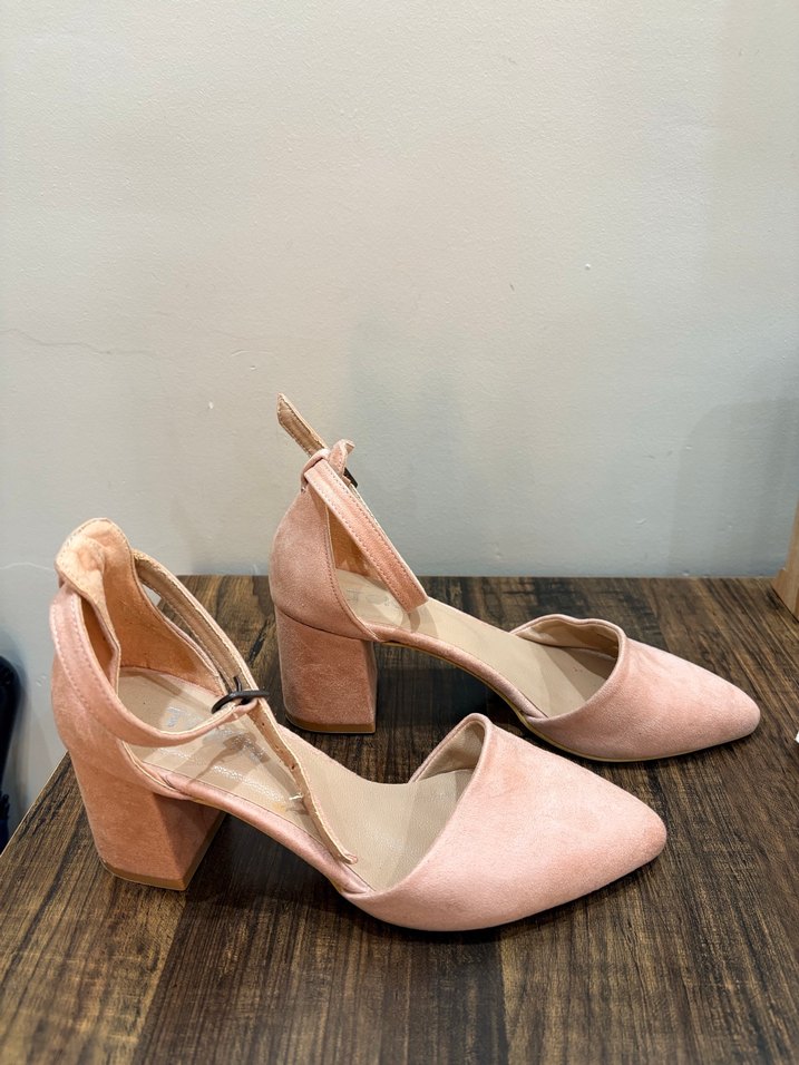 Pudra Rengi Süet Tokalı Stiletto Kadın Ayakkabı - Görsel 3