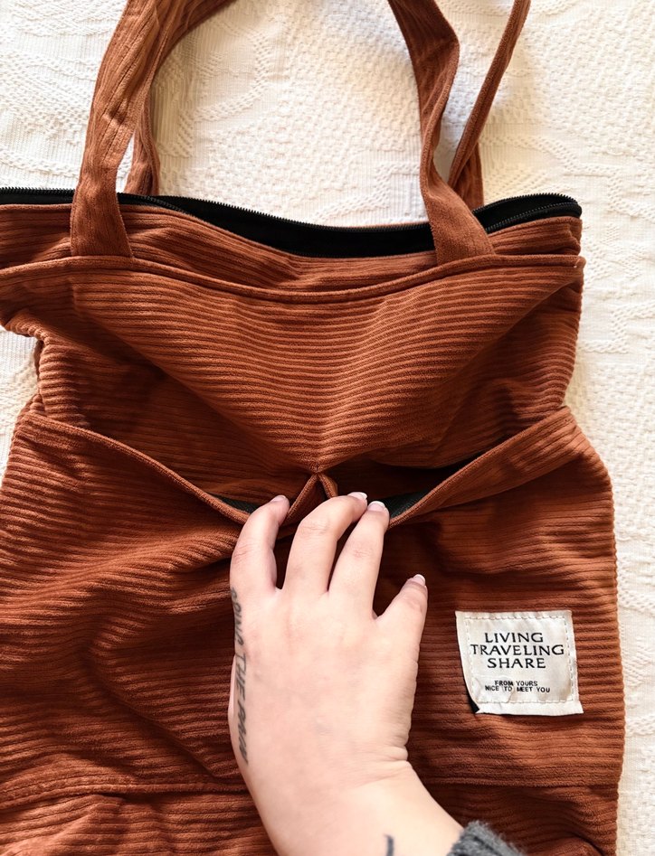 Kahverengi Kadın Süet Fermuarlı Çanta - Görsel 2