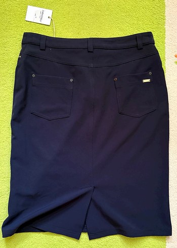 Koyu Lacivert Midi Kalem Etek Fermuarlı - Görsel 2