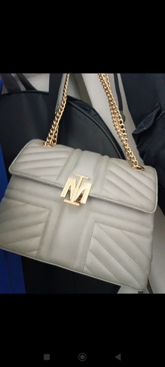 Zincir Detaylı Gri Deri Kadın Çanta - Görsel 2