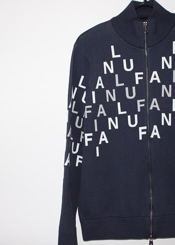 Lufıan Erkek Lacivert Baskılı Fermuarlı Sweatshirt - Görsel 4