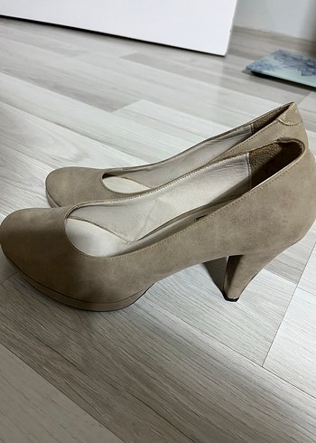 Bej Süet Yüksek Topuklu Stiletto - Görsel 2