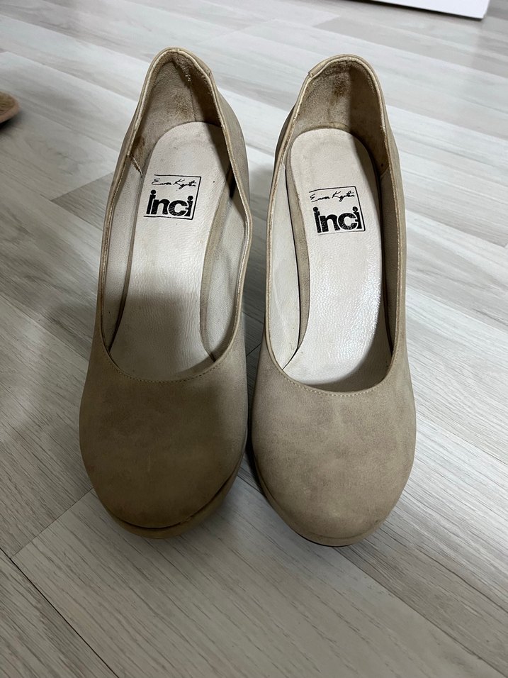 Bej Süet Yüksek Topuklu Stiletto - Görsel 3