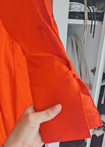 Parlak Kırmızı Midi Kadın Elbise - Görsel 4