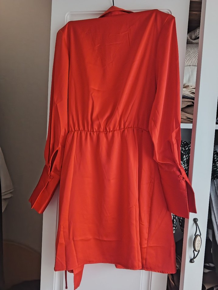 Parlak Kırmızı Midi Kadın Elbise - Görsel 2