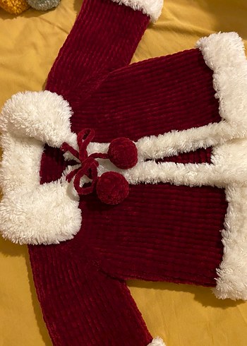 Bordo Kürklü Nakışlı Bebek mont - Görsel 3