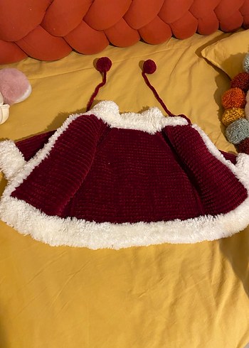 Bordo Kürklü Nakışlı Bebek mont - Görsel 7