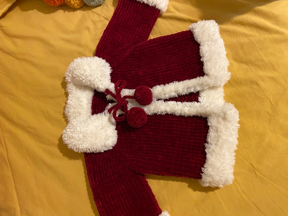 Bordo Kürklü Nakışlı Bebek mont - Görsel 3