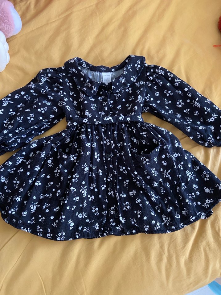 Çiçek Desenli Uzun Kollu Kız Elbisesi - Görsel 2