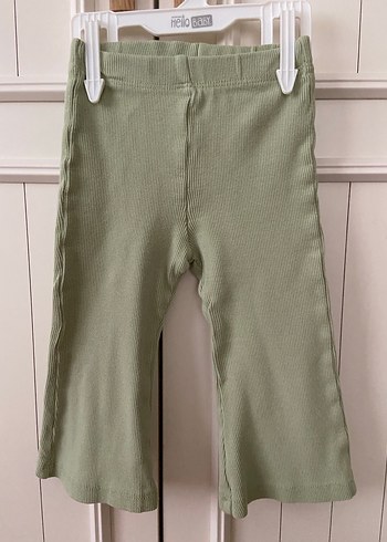 Kız Çocuk Yeşil Keten Düğmeli Tayt - Görsel 12