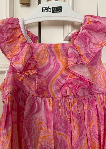 Kız Çocuk Pembe Fırfırlı Batik Elbise - Görsel 7