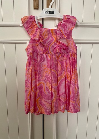 Kız Çocuk Pembe Fırfırlı Batik Elbise - Görsel 11