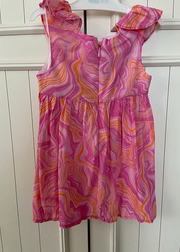 Kız Çocuk Pembe Fırfırlı Batik Elbise - Görsel 4