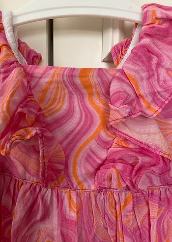 Kız Çocuk Pembe Fırfırlı Batik Elbise - Görsel 13