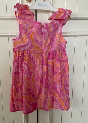 Kız Çocuk Pembe Fırfırlı Batik Elbise - Görsel 9